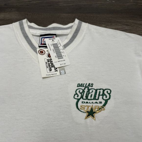 Vintage Pro Player Dallas Stars White Ringer Tee T Shirt Size M New Old Stock - Picture 3 of 5